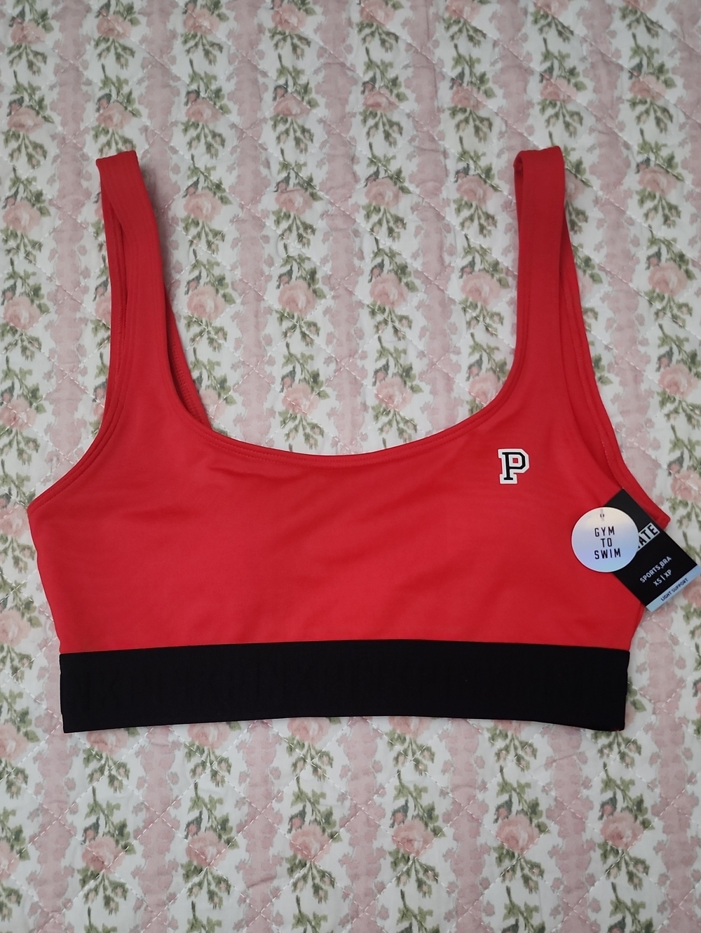 NWT PINK Ultimate Victoria's Secret Red Gym To Swim Sports Bra XS XP